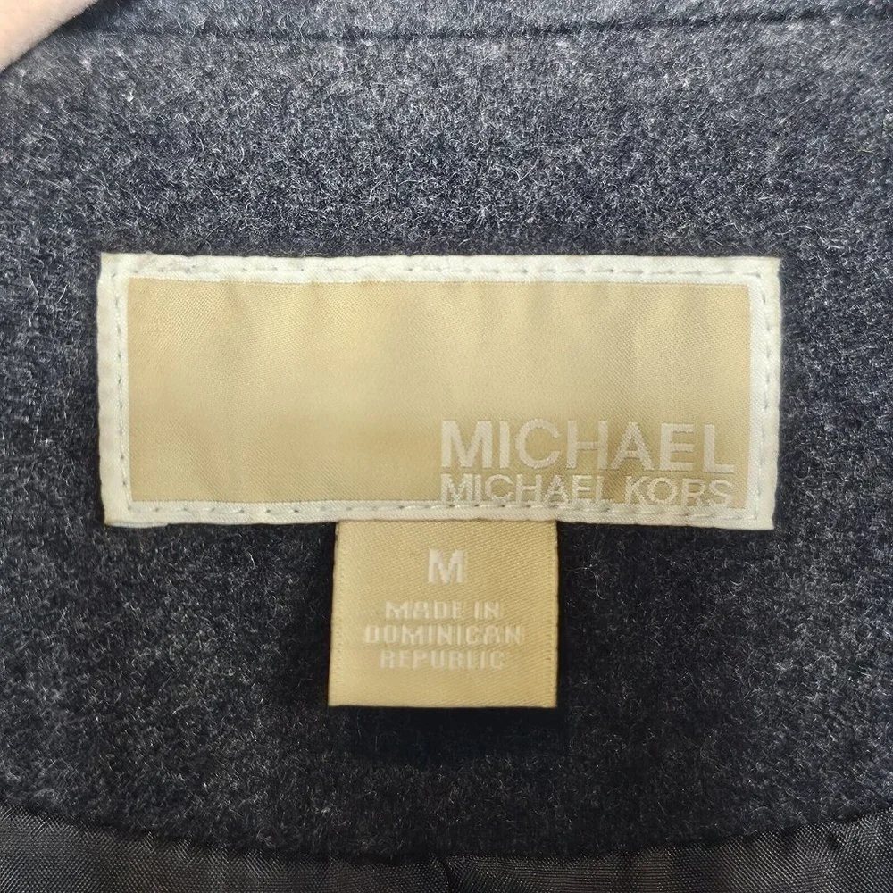 Michael Kors Peacoat M Gray Wool Double Breasted Preppy Quiet Luxury Old Money